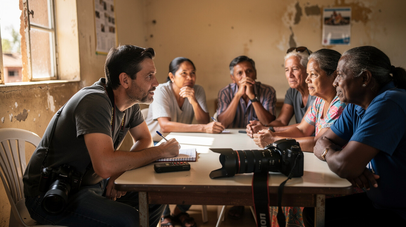 documentary photographer with locals