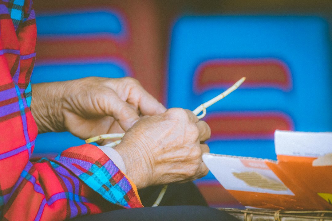 woman knitting hands
