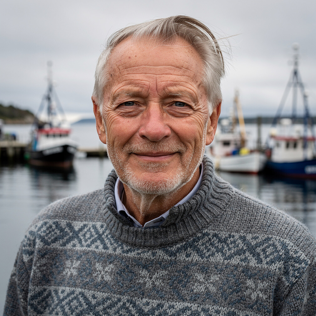 Portrait of an elderly Danish man with a weathered face
