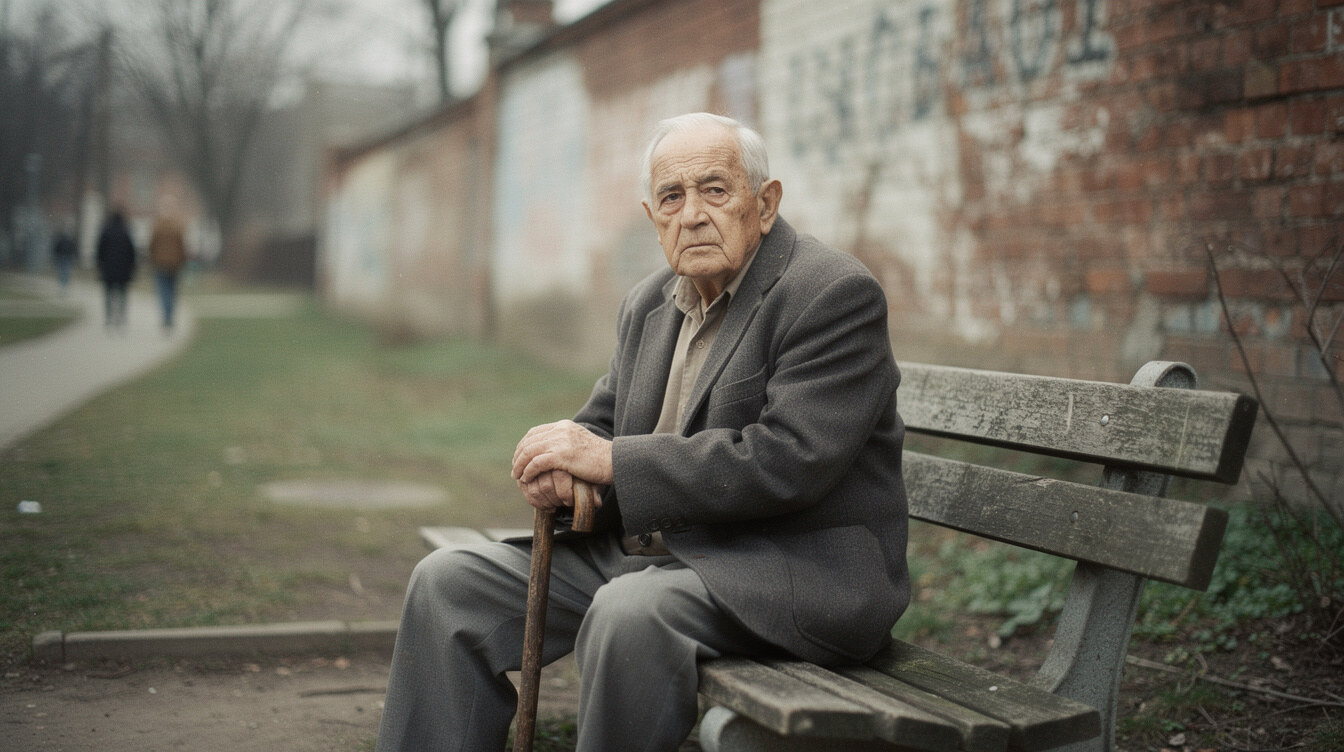 elderly man on bench